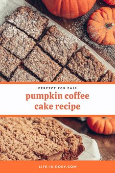 pumpkin coffee cake recipe with text overlay