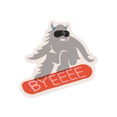 a sticker with an image of a bison wearing sunglasses and holding a skateboard