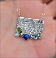 Birthstone Stone Necklace. Tumbling stones. by KittyStoykovich Fairytale Ring, Abstract Pendant, Stones Necklace, Soldering Jewelry, Silver Chain Style, Earrings Inspiration, Silver Jewels, Jewelry Images, Birthstone Necklace