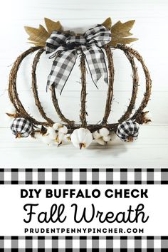 a black and white buffalo check fall wreath