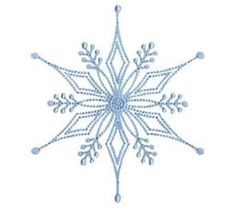 a snowflake is shown on a white background with blue trimmings and beads