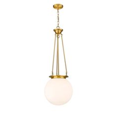 a light fixture hanging from the ceiling on a white background with a gold chain around it