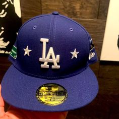 Rare La Dodgers Fitted Cap. Local Iconic Staples Of The City Patches Cover The Hat( Low Rider, Interstate Map, “West Coast”. The Hat Is Brand New With Grey Under Visor, Size 7 3/8 Blue Flat Bill Hat With Embroidered Logo, Blue Fitted Baseball Cap With Embroidered Logo, Blue Embroidered Logo Baseball Cap, Blue Embroidered Baseball Cap, Blue Visor Fitted Hat For Streetwear, Blue Fitted Hat For Sports Events, Blue Fitted Hat With Flat Brim, One Size, Blue One Size Fitted Hat With Flat Brim, Blue Visor Fitted Hat For Baseball Season