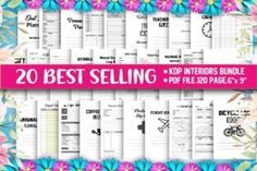 20 best selling printable planner pages with flowers on the border and pink ribbon around them