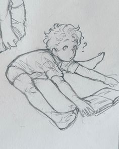 a drawing of a boy laying on the ground