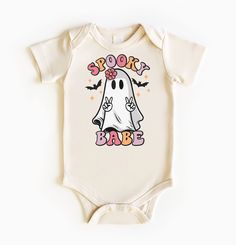 Spooky Babe Toddler Shirt, Halloween Baby Onesie®, Retro Kids Shirt, Retro Halloween Bodysuit, Spooky Baby Onesie®, Spooky Babe Youth Shirt, Cute Baby Onesie®, Toddler Shirt, Funny Halloween Baby Clothes, Funny Halloween Bodysuit, Kids Shirt, Cute Halloween Clothes, Halloween Gift for Kids, Halloween Youth Shirt, Halloween Toddler Shirt, My First Halloween Welcome to SareKidsStyle! HOW TO ORDER * Please review all the information provided before placing an order. 1. Select the style and size usi Halloween Cotton Onesie For Playtime, Halloween Playtime Cotton Onesie, White Halloween Onesie In Casual Style, Casual White Onesie For Halloween, White Casual Onesie For Halloween, White Casual Halloween Onesie, White Short Sleeve Onesie With Character Print, Cute Cotton Halloween Bodysuit, Cute Cotton Halloween Onesie