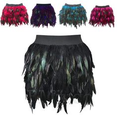 Womens Feather Skirt Fashion Girl Peacock Feathers Mini Skirts Cosplay Costume Feather Clothing, Feather Mini Skirt, Peacock Skirt, Halloween Fits, Fur Skirt, Feather Skirt, Women Diy, Peacock Feathers, Peacock Feather