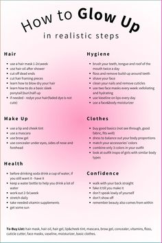 basic realistic things to do in order to glow up <3 comment if you're going to do some of these :) follow for more #glowup #fashion #pilates #healthy #lifestyle #clothes #girls it girl, self care, that girl, beauty tips, glow up tips How To Look Attractive, Homeopathic Remedies, Beach Beauty, Clean Hair, Summer Glow, Glow Up Tips, Mom Help, It Girl, Body Moisturizer