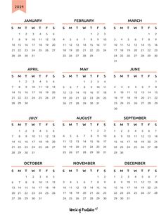 a calendar with the holidays in english and spanish, on a white background for each month