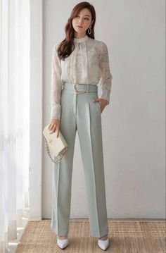 Stylish Office Wear, Fashionable Work Outfit, Office Outfits Women, Stylish Office, Woman Suit Fashion, Korean Fashion Dress, Classy Work Outfits, High Waist Pants, Stylish Work Outfits