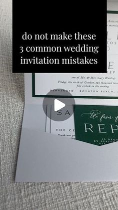 the wedding stationery is being displayed in front of an advertise for their ceremony