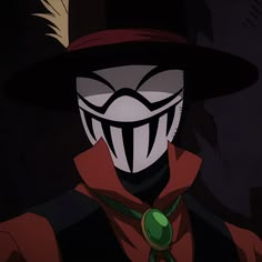 a person wearing a mask and a hat