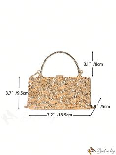 BirdinBag - Compact Metallic Top Handle Box Bag with Modern Minimalist Design Mini Box, Chain Pattern, Details Pictures, Polyvinyl Chloride, Plain Style, Word Wrap, Box Bag, Handle Design, Bag Bag