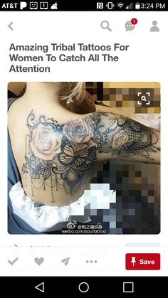 the back of a woman's arm with tattoos on it and an image of roses