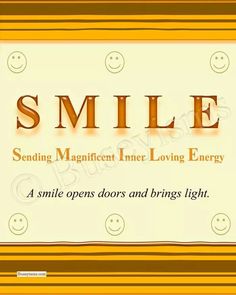 a smile sign with the words smile and two smiling faces in gold, on a white background