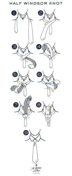 the instructions for how to tie a necktie in different positions and directions, including an arrow