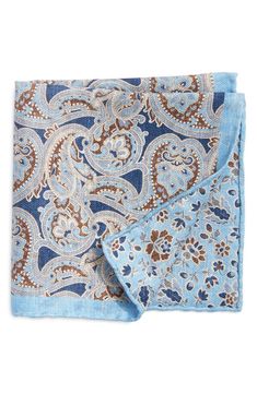 A mix of contrasting patterns and colors brings freshness and versatility to a reversible pocket square that's crafted in Italy from softly woven silk. 12 1/2" square 100% silk Dry clean Made in Italy Black Owned/Founded Paisley Floral, Paisley, Floral Prints, Nordstrom, In Italy