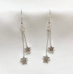 ✦ Perfect earrings that are simple, yet cute!  ✦ New & handmade ✦ Silver plated lead & nickel free zinc alloy hooks  ✦ Rubber backings included ✦ More jewelry on my shop; message for customs! Star Dangle Earrings, Weird Jewelry, Girly Accessories, Funky Jewelry, Dangly Earrings, Girly Jewelry, Etsy Earrings Dangle, Jewelry Inspo, Dream Jewelry