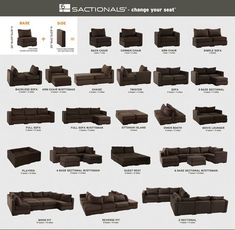 an image of sectional sofas that are different sizes and colors, with instructions on how to use them