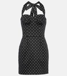 Polka-dot cotton-blend drill corset dress in black - Dolce Gabbana | Mytheresa Fitted Sleeveless Midi Dress With Bust Darts, Spring Fitted Mini Dress With Bust Darts, Fitted Mini Dress With Bust Darts For Spring, Summer Party Cotton Corset Dress, Summer Party Corset Dress In Cotton, Elegant Cotton Corset Dress For Party, Elegant Cotton Corset Dress For Summer, Elegant Sleeveless Cotton Corset Dress, Retro Square Neck Dresses