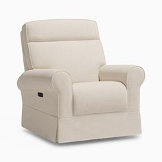 the reclining chair is upholstered and ready to be used as a child's rocking chair