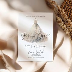 an image of a wedding dress bridal party card