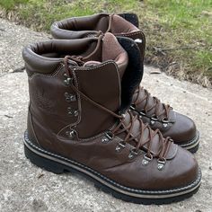 This Item Is A Pair Of Vintage Adidas High Top Chunky Boots Brown. In Good Vintage Worn Condition With Signs Of Wear Shown In Pictures. Tag Size 12 Chunky Boots Brown, Adidas Shoes Vintage, Adidas High, Adidas High Tops, Shoes Vintage, Boots Brown, Chunky Boots, Vintage Adidas, Vintage Wear