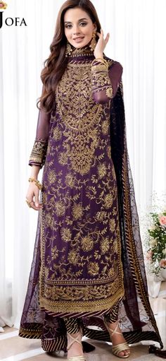 Organza embroidered Pakistani dress salsar kameez made on custom order. Elegant Purple Salwar Kameez With Zari Work, Designer Embroidered Purple Salwar Kameez, Fitted Purple Embroidered Salwar Kameez, Elegant Purple Salwar Kameez For Eid, Designer Purple Unstitched Suit With Resham Embroidery, Festive Purple Unstitched Suit With Resham Embroidery, Designer Purple Salwar Kameez With Resham Embroidery, Elegant Purple Unstitched Suit With Zari Work, Designer Embroidered Purple Unstitched Suit