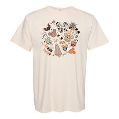 The perfect tee to pack for that fall season Disney trip! Fall Disney Character Print Tops, Graphic Print T-shirt For Disney Fan Events In Fall, Casual T-shirt For Disney Fan Events In Fall, Disney T-shirt With Cartoon Print For Fall, Disney Cotton T-shirt For Winter, Disney Halloween Themed T-shirt, United Monograms, Disney Halloween Cotton T-shirt, Disney Tshirts