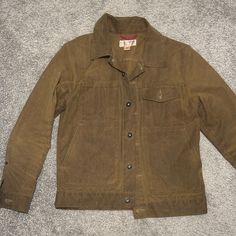 Amazing Unlined Filson Jacket. Perfectly Aged And Broken In. Runs A Little Small - Pit To Pit Is 20” Rugged Utility Jacket With Long Sleeves For Workwear, Fitted Classic Brown Utility Jacket, Classic Fitted Brown Utility Jacket, Rugged Brown Sport Coat For Work, Fitted Brown Utility Jacket With Pockets, Brown Fitted Utility Jacket With Pockets, Rugged Long Sleeve Sport Coat For Work, Rugged Sport Coat For Work, Classic Brown Collared Utility Jacket