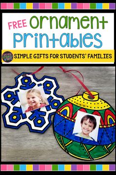 an ornament with two pictures on it and the words free printables