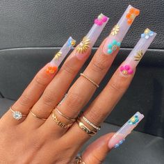 Stone Nails, Long Square Acrylic Nails, Square Acrylic Nails, Fire Nails, Pretty Acrylic Nails, Dope Nails, Best Acrylic Nails, Square Nails