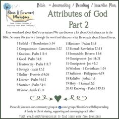 an image of the attributes of god part 2, with text in green and white