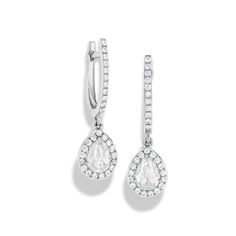 Formal Teardrop Single Cut Diamond Earrings, Luxury Teardrop Diamond Earrings With Single Cut Diamonds, Teardrop Diamond Bridal Earrings In Diamond White, Drop Diamond Earrings With Pave Setting, Pear-shaped Diamond Earrings In White Gold, Luxury Diamond White Diamond Teardrop Earrings, White Gold Diamond Teardrop Earrings Pear-shaped, Diamond Teardrop Bridal Earrings, Luxury White Gold Diamond Teardrop Earrings