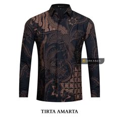 Our batik shirt is made by using premium cotton twill fabric. Original soft cotton and high-quality print make users fall in love with it over and over again. This handmade stylish t-shirt is a perfect gift for friends, brothers, sports lovers, boxers, gym trainers, etc. 🔥Arkanza Slimfit Batik🔥 ✔Premium Batik ✔Printed Batik ✔Primisima Cotton Material ✔Ero Golden Furing Already Layered ✔Neat, Durable & Strong Boutique Stitching ✔Cool & Comfortable to Wear ✔Order now before it's sold out 👕Size Chart👕 📏S = Bust 100; Shirt Length 70 📏M = Bust 104; Shirt Length 71 📏L = Bust 108; Shirt Length 72 📏XL = Bust 112; Shirt Length 73 📏XXL = Bust 116; Shirt Length 74 💚 Thanks for Your Cooperation 💚 Have a Pleasant Shopping Experience. oooooo Batik Fashion Men, Traditional Cotton Shirt With Graphic Print, Black Long Sleeve Shirt With Batik Print, Black Long Sleeve Batik Print Shirt, Casual Black Shirt With Batik Print, Black Cotton Tops With Motif, Brown Printed Cotton Shirt, Cotton Shirt With Batik Print, Patterned Cotton Shirt With Batik Print