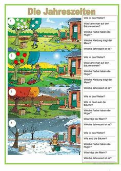 the four seasons worksheet for kids with pictures and words to describe what is in the