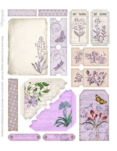 altered paper with flowers and butterflies on it's sides, some tags are cut out