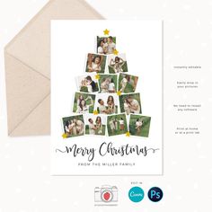 a christmas card with photos in the shape of a tree