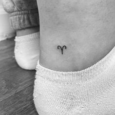 Mini Tats Aries, Aries Ankle Tattoo, Small Tattoo Aries, Aries Fine Line Tattoo, Small Tattoos Aries, Small Aries Tattoo, Aries Tattoo Minimalist, Theigh Tattoos, Aries Symbol Tattoos