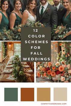 the color scheme for fall wedding is green and orange