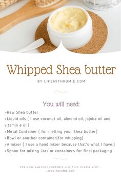 Shea Butter Jojoba Oil Recipes, Pure Shea Butter Uses, Homemade Whipped Shea Butter, Shea Butter Whipped Diy, Shea Butter Candle, How To Make Shea Butter Soap, Shae Butter Whipped, She’s Butter Lotion Recipe, How To Make Shea Butter Cream