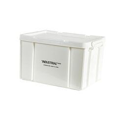 a white plastic storage box on a white background with the words industrial written in black