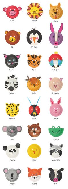 many different animal masks are shown on a white background with the words animals written below them