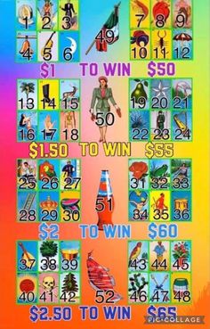 a poster with numbers and symbols for the diamond witch slot machine, which is on display