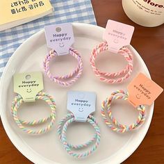 Colorful Elastic Hair Ties Non Slip Ponytail Holders Type: Rubber Band Style: Cute Material: Silk Printing: Color Matching Fresh Hair, High Ponytail, Fabric Headbands, Ponytail Hair, Happy Hair, Silk Hair, Elastic Hair Ties, High Ponytails, Hair Rings