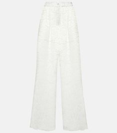 High-rise lace wide-leg pants in white - Dolce Gabbana | Mytheresa Lace Jacket, Dolce E Gabbana, Flare Pants, Fashion Pants, Leather Crossbody Bag, Leather Sandals, Leg Pants, Designing Women, Wide Leg Pants