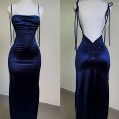 Blue Dresses Classy, Sleeveless Backless Dress With Corset Back For Formal Occasions, Tie Back Satin Dress For Prom Season Party, Tie Back Satin Dress For Prom Party, Tie Back Satin Dress For Prom Season, Satin Tie Back Dress For Party And Prom Season, Sleeveless Satin Dress With Corset Back For Evening, Satin Sleeveless Backless Dress For Prom, Sleeveless Satin Backless Dress For Prom