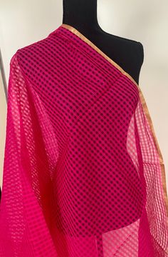 Beautiful and bright Pink cotton silk dupatta to match several Indian Kurtas, kurta sets. Makes a great gift too. You could easily style this as a scarf with your winter coat. Add a little color with this pretty one. Pink Dupatta, Gold Border, Self Design, Silk Dupatta, Pink Cotton, Cotton Silk, Bright Pink, Winter Coat, Great Gifts