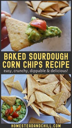 the recipe for baked sourdough corn chips is shown