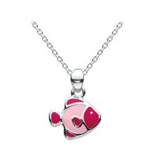 14 Inches Silver Pink Enameled Tropical Fish Kids Necklace For Girls 1 Necklace For Girls, Fruit Cocktail, Claw Necklace, Solitaire Diamond Pendant, Fish Pendant, Romantic Gestures, Diamond Solitaire Necklace, Kids Necklace, Solitaire Necklaces